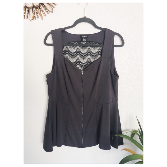 Torrid Lace Back Zip Front Peplum Top 1 - Picture 6 of 6